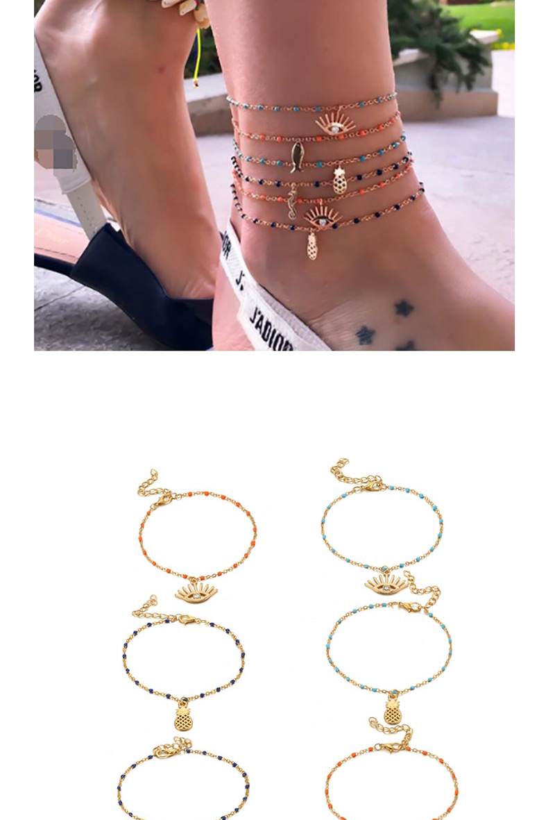 Fashion Gold Small Fish Hippocampus Eye Pineapple Anklet,Fashion Anklets