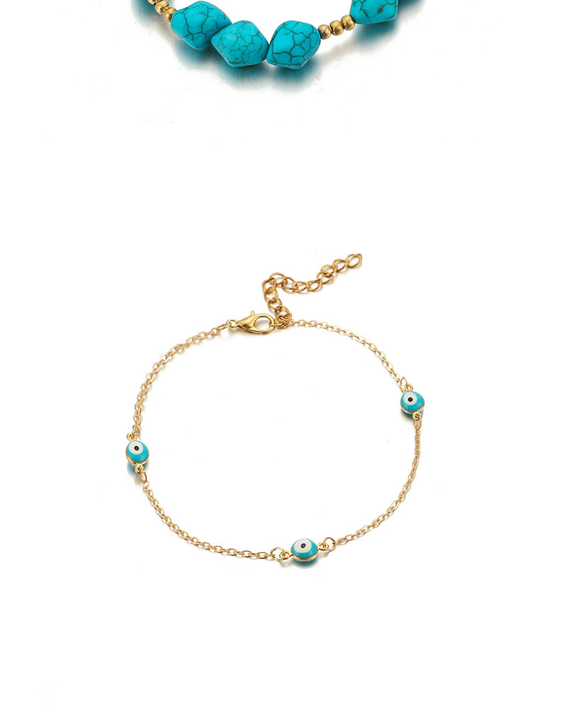 Fashion Gold Turquoise Rice Beads Chain Eye Anklet 5 Sets,Fashion Anklets