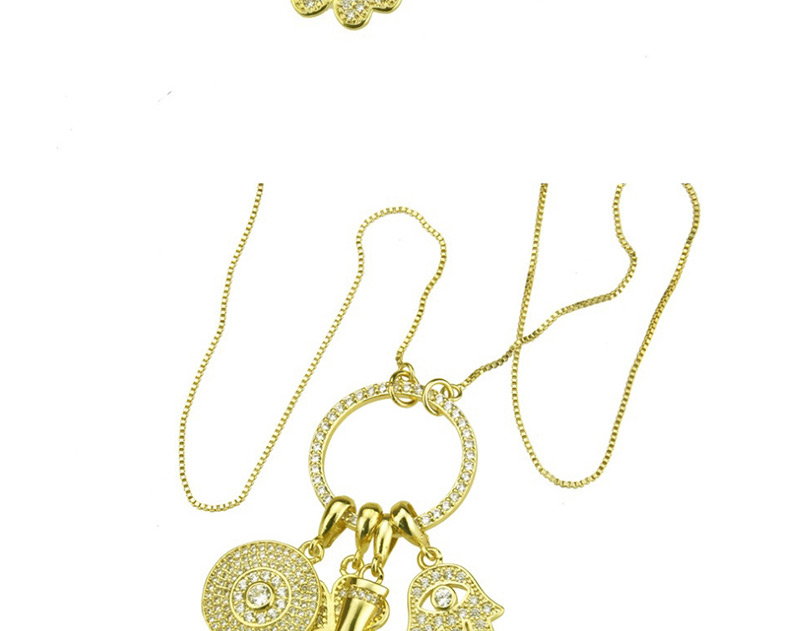 Fashion Gold Key Ring With Zirconium Round Necklace,Necklaces