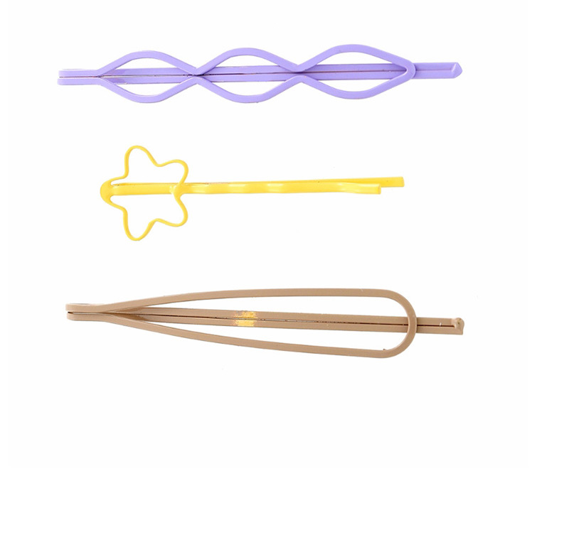 Fashion Purple Star Pentagram Drop-shaped Hollow Hairpin Set,Hairpins