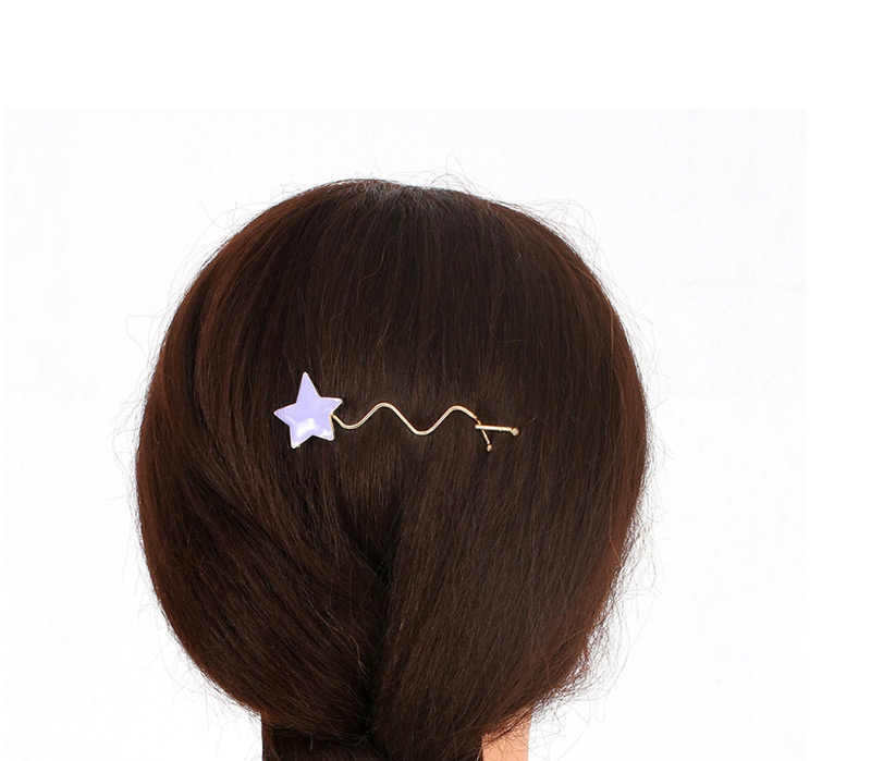 Fashion Purple Pentagram Alloy Drop Oil Twisted Hair Clip,Hairpins