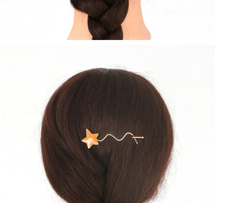 Fashion Orange Pentagram Alloy Drop Oil Twisted Hair Clip,Hairpins