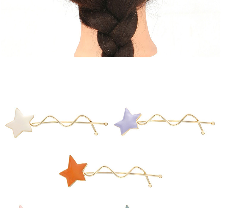 Fashion Orange Pentagram Alloy Drop Oil Twisted Hair Clip,Hairpins