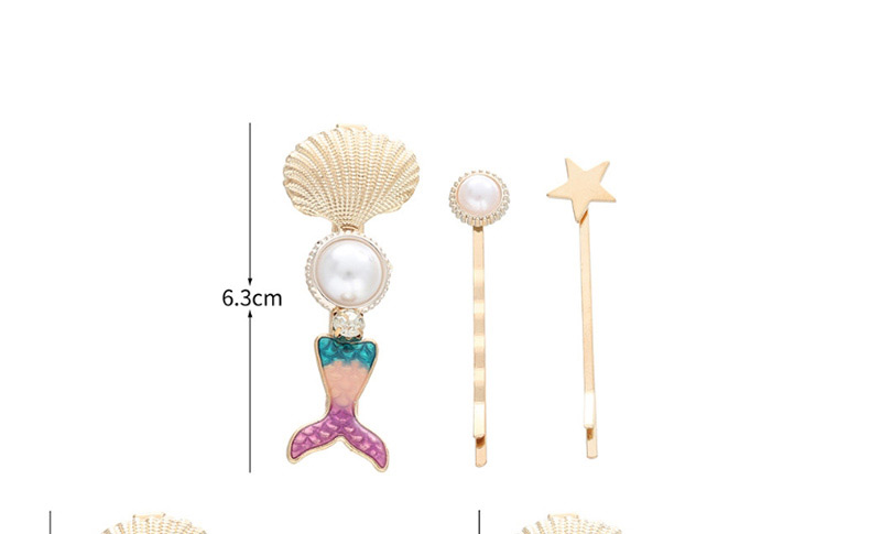 Fashion Fishtail Green Shell Pearl Mermaid Dripping Hair Clip,Hairpins