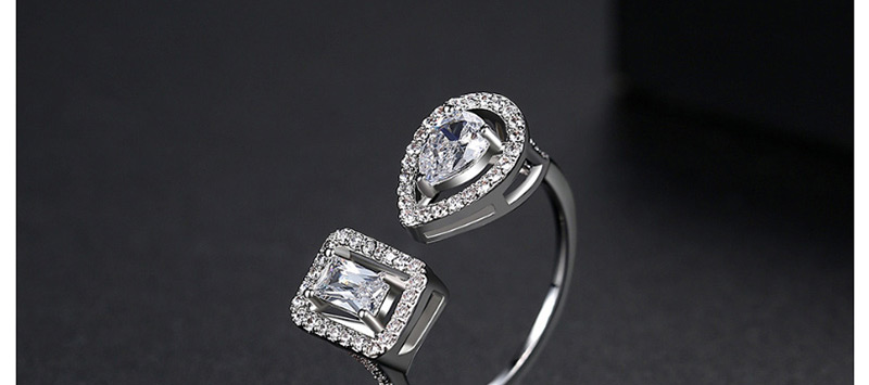 Fashion Platinum Open Copper Inlaid Zirconium Ring,Rings