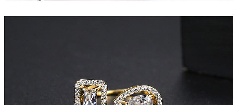 Fashion 18k Open Copper Inlaid Zirconium Ring,Rings