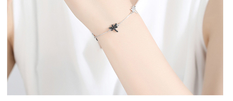 Fashion Platinum Dragonfly Shape Copper Inlaid Zirconium Bracelet,Rings