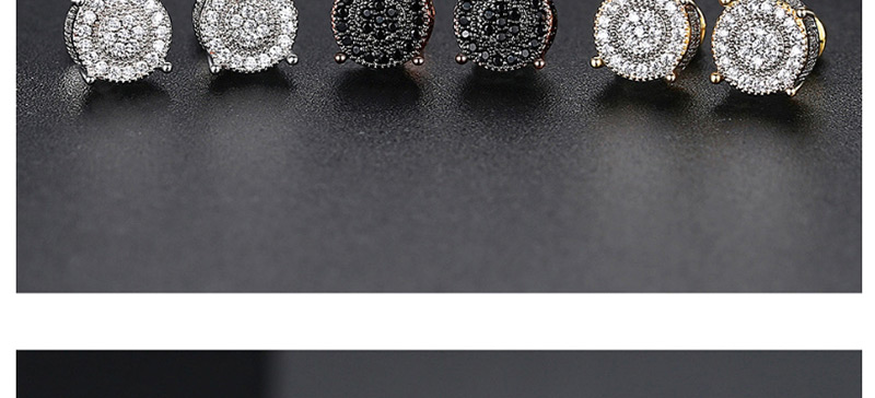 Fashion Black Zirconium Rose Gold Round Copper Inlaid Zirconium Stud Earrings,Earrings