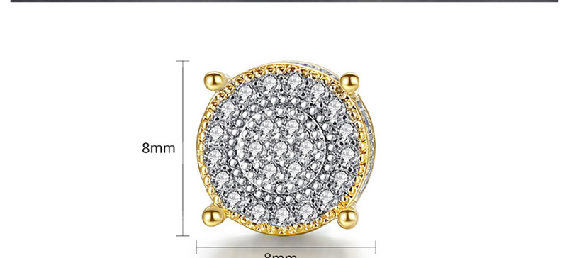 Fashion White Zirconium White Gold Round Copper Inlaid Zirconium Stud Earrings,Earrings