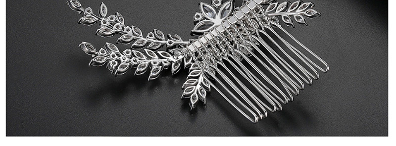 Fashion Silver Glazed Copper Inlaid Zircon Hair Comb,Hairpins