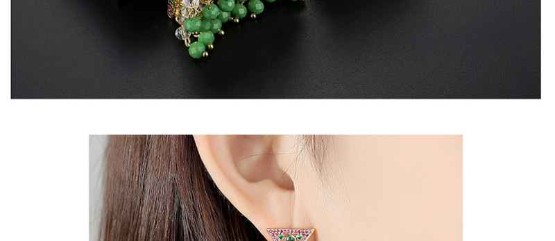Fashion 18k Micro-inlaid Zircon Hollow Pyramid Earrings,Earrings