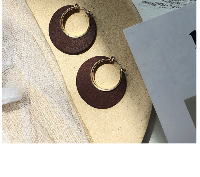 Fashion Round Coffee Color Geometric Circle Square Log Earrings,Hoop Earrings