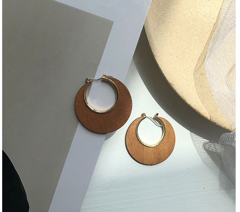 Fashion Round Coffee Color Geometric Circle Square Log Earrings,Hoop Earrings