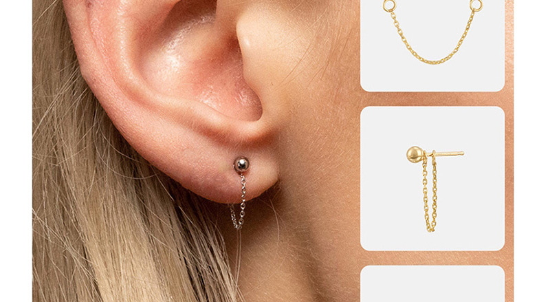 Fashion Gold Stainless Steel Bead Chain Tassel Earrings,Earrings