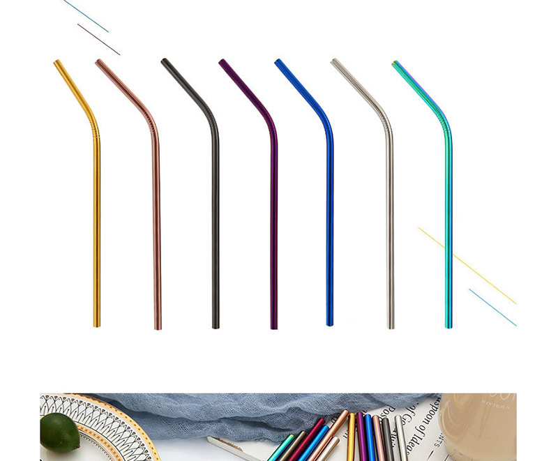 Fashion Silver Straight Tube 304 Stainless Steel Straws (10 Pieces),Household goods
