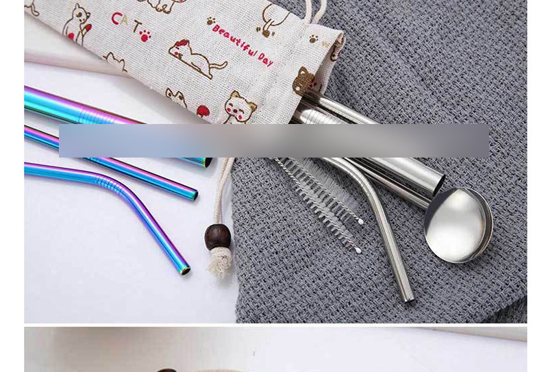 Fashion Rose Gold Tube Size Red Bag 6 Sets 304 Stainless Steel Straw Set (10 Pieces),Kitchen