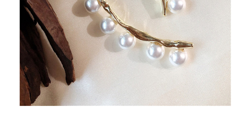 Fashion Gold  Silver Needle Metal Geometric Curved Pearl Asymmetric Earrings,Stud Earrings