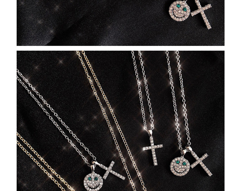 Fashion Cross (silver Chain) Alloy Geometric Diamond Necklace,Pendants