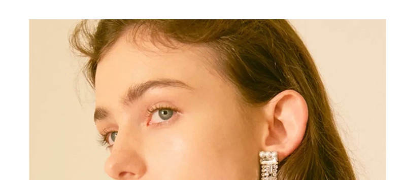 Fashion Gun Color  Silver Needle Bright Diamond Pearl Tassel Earrings,Drop Earrings