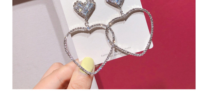 Fashion Gold  Silver Needle Zircon Love Rhinestone Cutout Earrings,Drop Earrings
