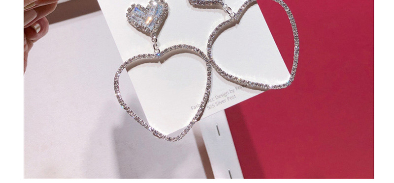 Fashion Gold  Silver Needle Zircon Love Rhinestone Cutout Earrings,Drop Earrings