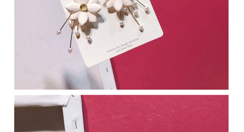 Fashion White  Silver Needle Flower Earrings,Drop Earrings