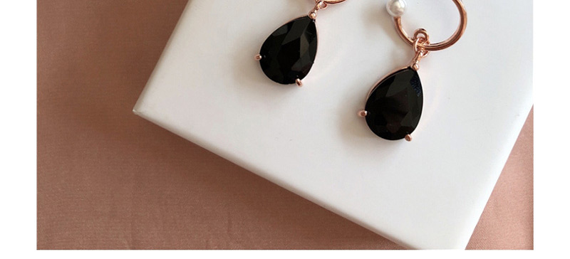 Fashion Black  Silver Crystal Water Drop Metal Semi-circle Earrings,Drop Earrings