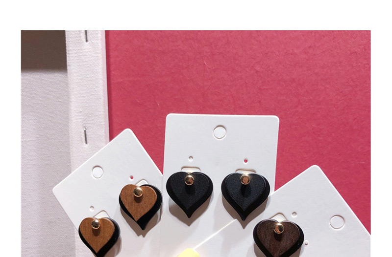 Fashion Dark Brown Wooden Heart Earrings,Stud Earrings