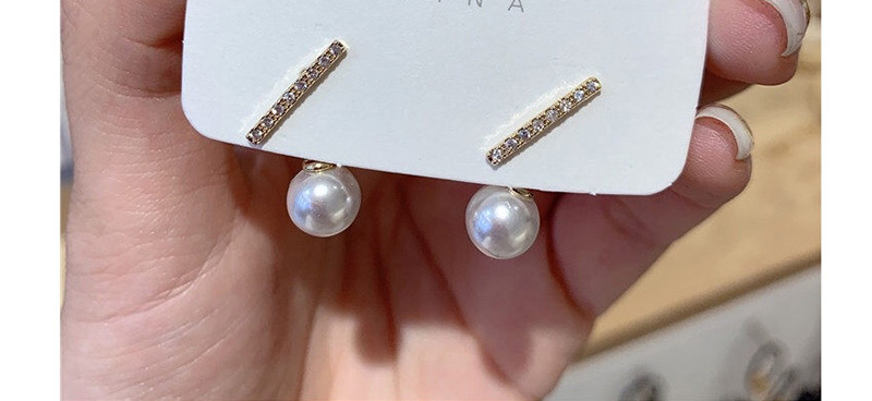 Fashion Silver  Silver Needle Rhinestone Small Word Pearl Earrings,Drop Earrings