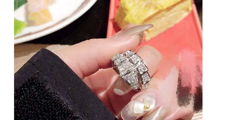 Fashion Silver Snake-shaped Micro-encrusted Diamond Ring,Fashion Rings