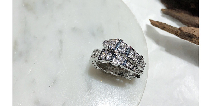 Fashion Silver Snake-shaped Micro-encrusted Diamond Ring,Fashion Rings