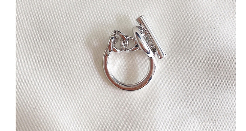 Fashion Silver Set Of Lock Circle Hollowed Out Sticks Semi-soft Chain Ring,Fashion Rings