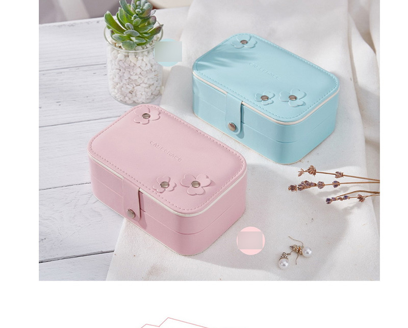 Fashion Pink Pu Leather Double-layer Small Jewelry Storage Box,Jewelry Findings & Components