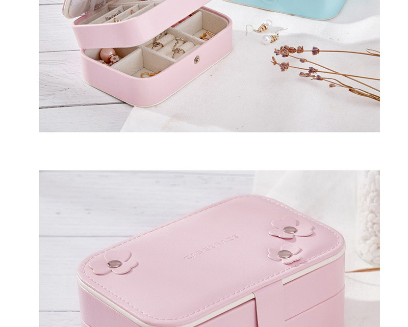 Fashion Pink Pu Leather Double-layer Small Jewelry Storage Box,Jewelry Findings & Components