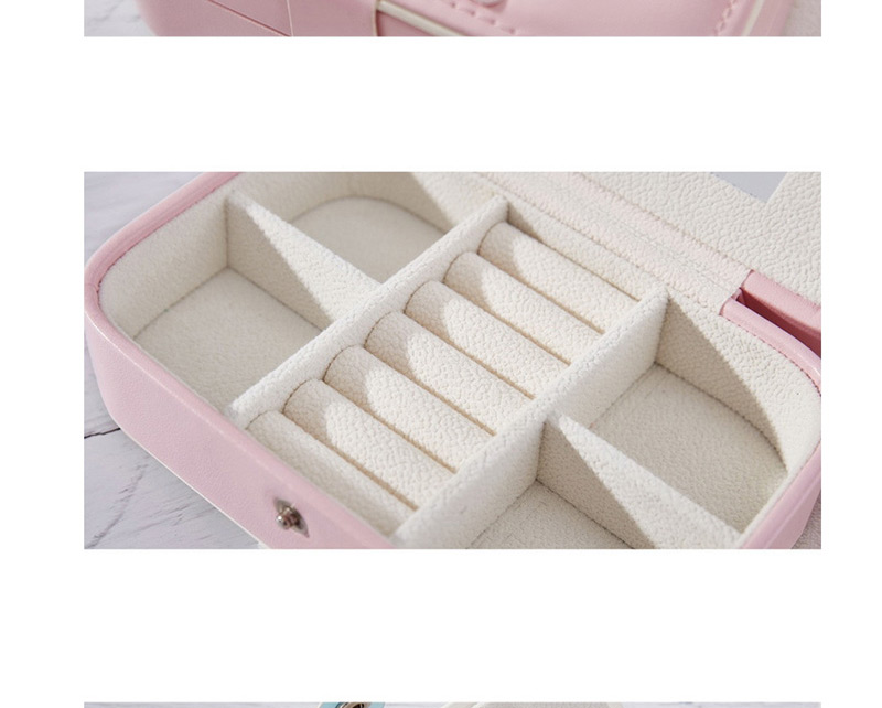 Fashion Blue Pu Leather Double-layer Small Jewelry Storage Box,Jewelry Packaging & Displays