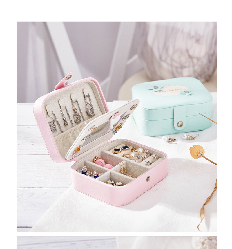 Fashion Blue Button Multi-function Pu Jewelry Box,Jewelry Findings & Components