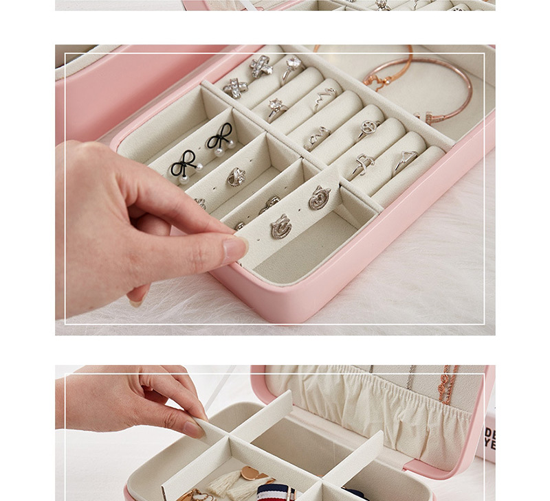 Fashion Blue Pu Double Jewellery Box,Jewelry Findings & Components