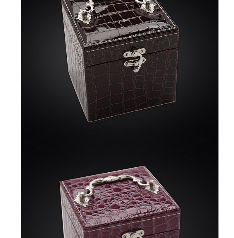 Fashion Black Portable Crocodile Leather Three-layer Jewelry Box,Jewelry Packaging & Displays