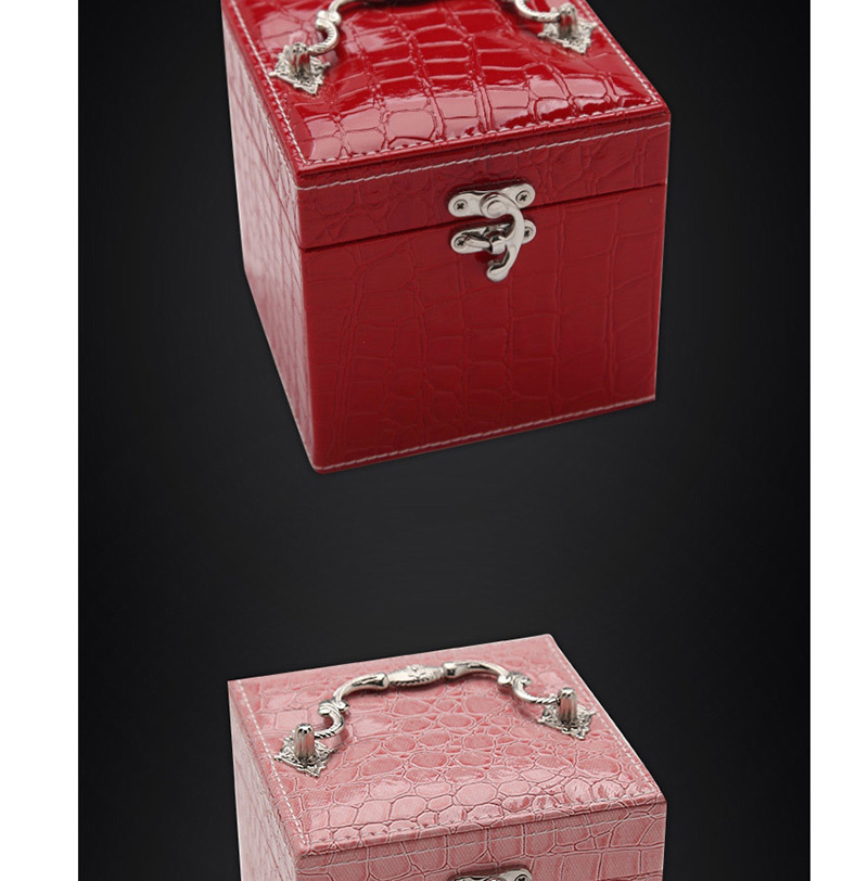 Fashion Black Portable Crocodile Leather Three-layer Jewelry Box,Jewelry Packaging & Displays