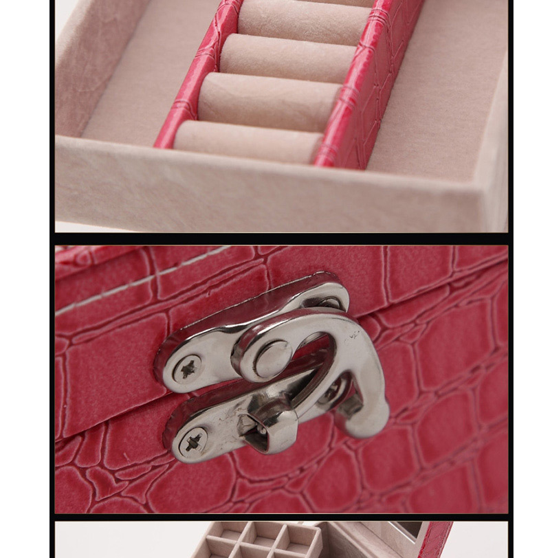 Fashion Purple Portable Crocodile Leather Three-layer Jewelry Box,Jewelry Findings & Components