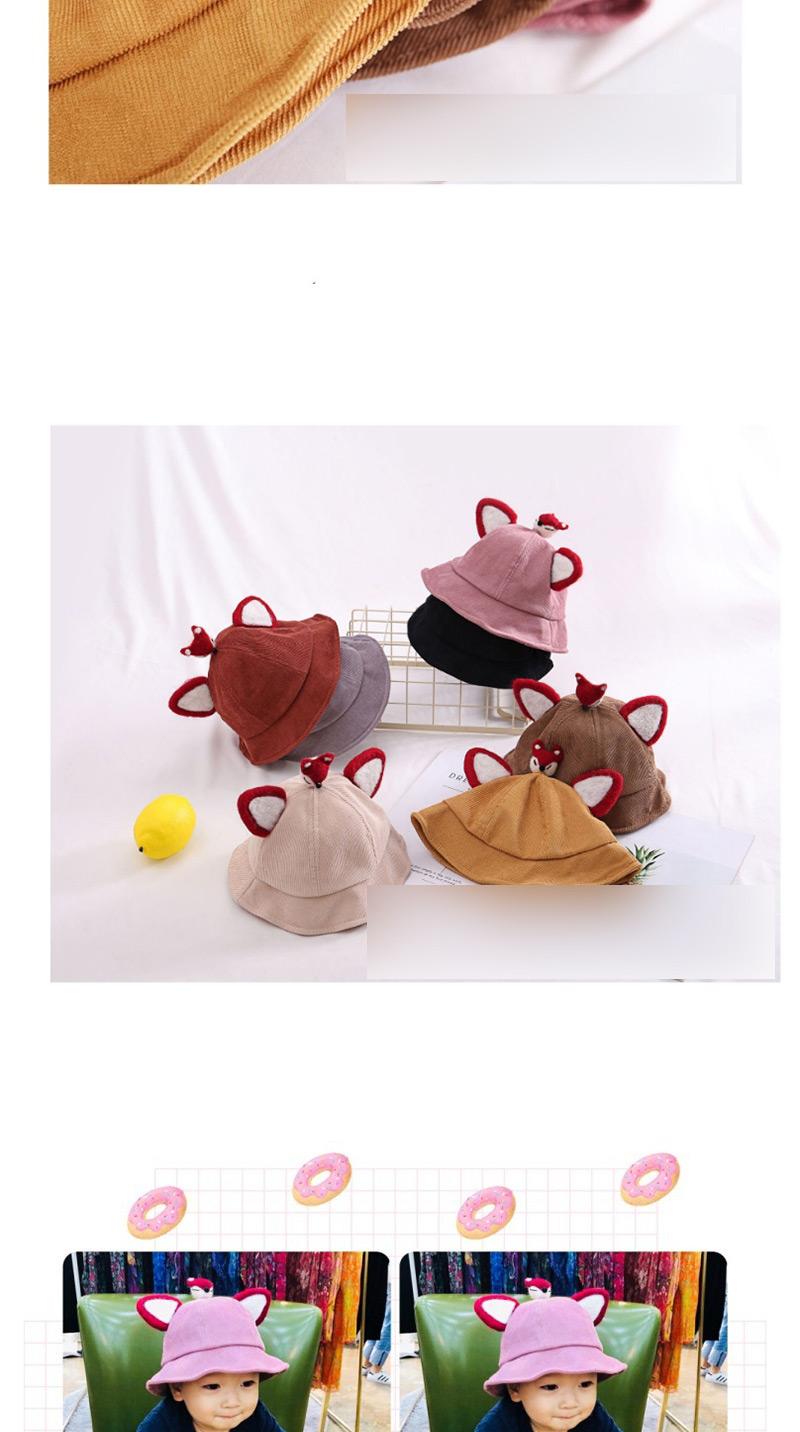 Fashion Fox - Black Cartoon Animal Corduroy Baby Fisherman Hat,Children