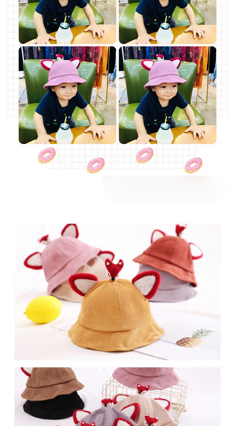 Fashion Fox-caramel Cartoon Animal Corduroy Baby Fisherman Hat,Children