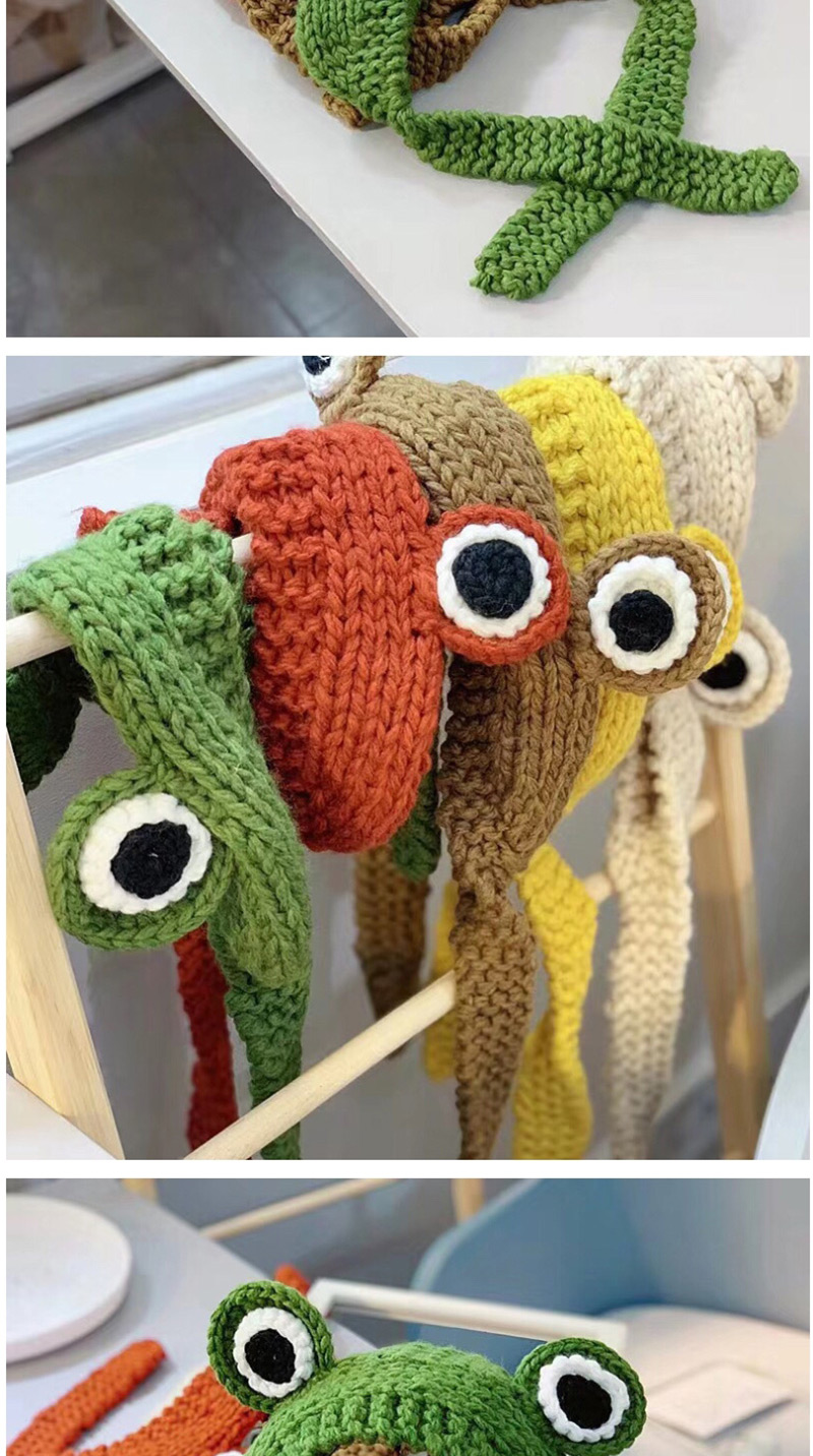Fashion Khaki Knitted Wool Cartoon Frog Child Hair Band,Hair Ribbons