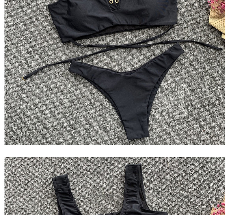 Fashion Black Solid Color Bikini Split Black Swimsuit Cross Swimsuit Sexy Bikini,Bikini Sets