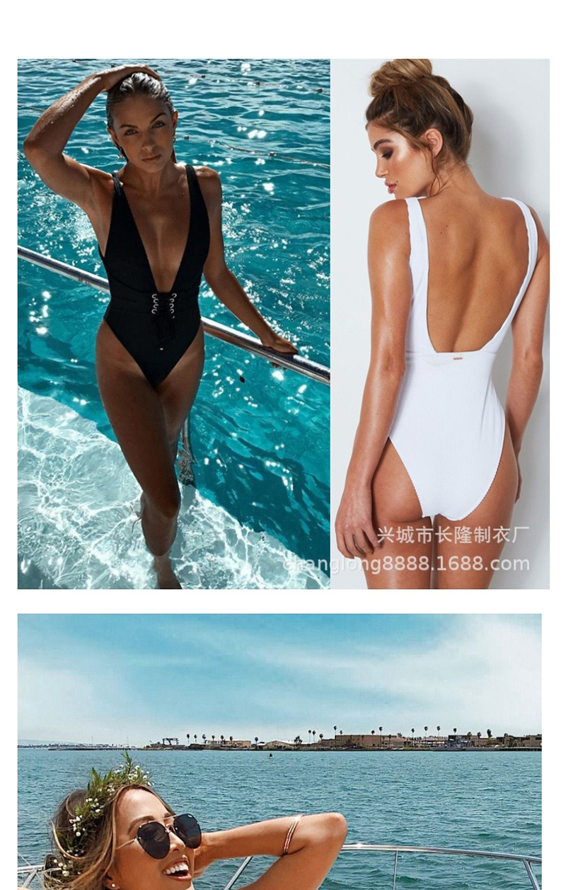 Fashion Black Air Eye Straps One-piece Swimsuit,One Pieces
