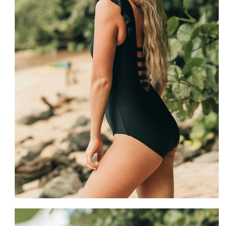 Fashion Black Open Back One-piece Swimsuit,One Pieces