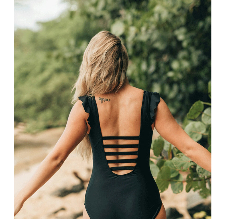 Fashion Black Open Back One-piece Swimsuit,One Pieces