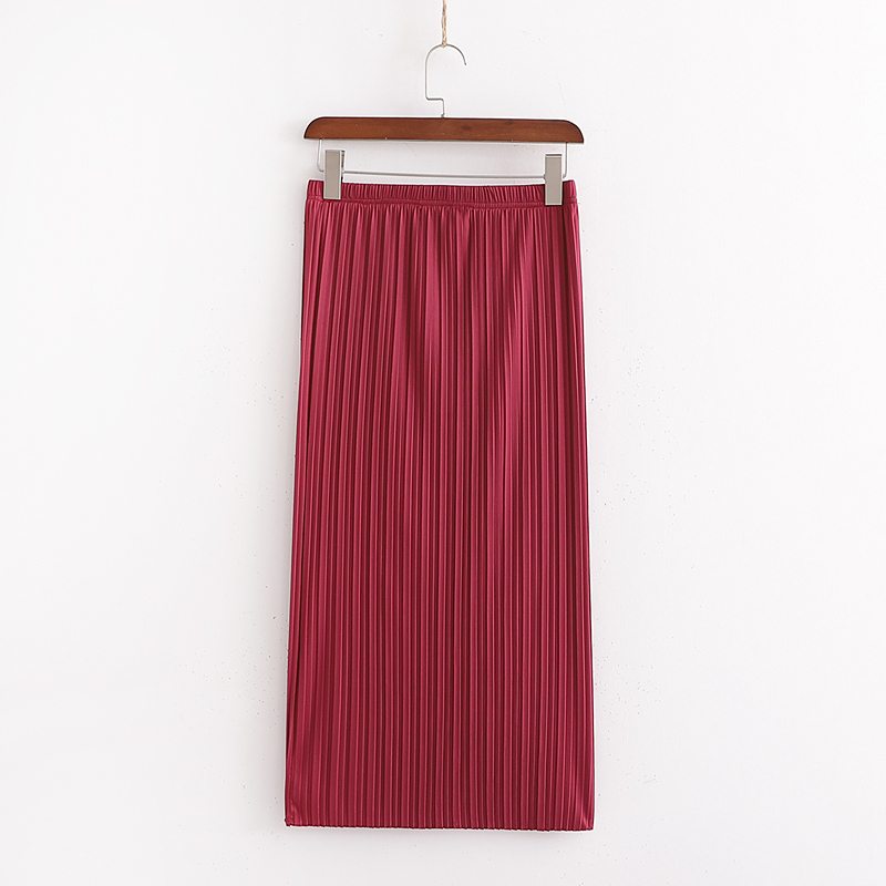 Fashion Red Wine Pleated Bag Hip Skirt,Skirts