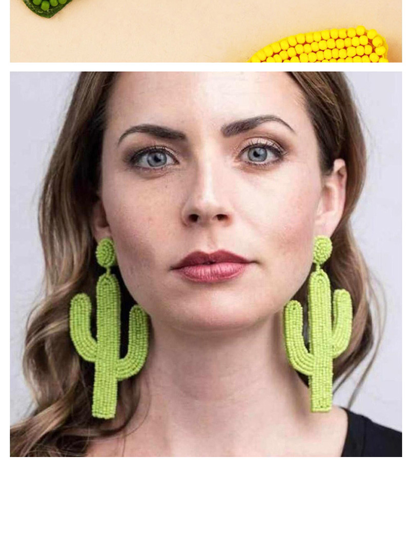 Fashion Rose Red Cactus Stitched Rice Beads Earrings,Drop Earrings