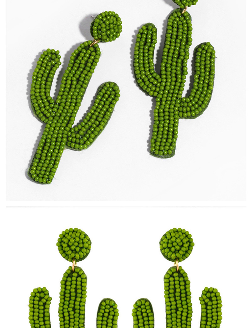 Fashion White Cactus Stitched Rice Beads Earrings,Drop Earrings